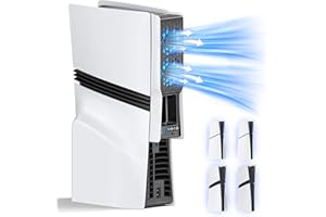 TOKLUCK Ventilateur de Refroidissement PS5 Slim/Pro avec 3 Vitesses, Accessoires de Refroidissement pour PS5 Slim/Pro Amélioré avec Mode Auto, Sonde Température, Refroidisseur PS5 Pro/Slim pour Disc&Digital