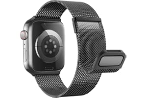 Astorgos Pasek magnetyczny, kompatybilny z Apple Watch Series 9, 8, 7, 6, 5, 4, 3, 2, 1, SE, 38, 40, 41 mm, pasek do zegarka ze stali nierdzewnej, podwójne magnetyczne zapięcie, metalowa opaska na