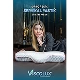 Servikal Boyun Destekli Ortopedik Yastık - Boyun D&uuml;zleşmesi Visco Yastık Pembe 56x34x10,5, Pembe