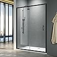 ELEGANT 1000mm Black Sliding Shower Enclosure for Wetroom Cubicle in 6mm Safety Glass Screen Shower Door