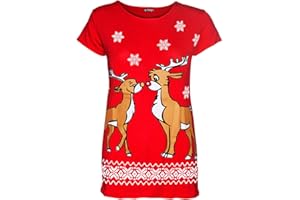 Fashion Star Women Heart Ribbon Santa Suit Christmas T Shirt