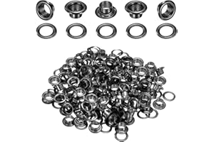 QUARKZMAN 100 Stück Ösen 6 mm Innen-Ø Messing Ösen Metallösen Rostfrei Planenösen Grommet Kit mit Unterlegscheiben Eyelets für Banner Leder Schuhe Handtaschen Vorhänge Bastel, Schwarz