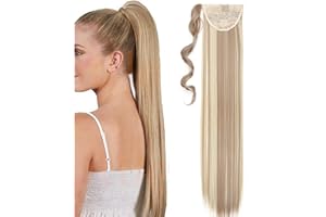 SEGO Coda Capelli Clip Fascia Unica Ponytail Cavallo Hair Lisci Posticci Donna 80cm 140g - Biondo Sabbia/Biondo Chiarissimo