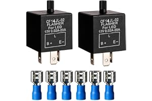 Gebildet 2 stycken elektroniska 3-stifts-LED-blinkersrelä, 12 V, 0,1 W–150 W c/m motorcykel justerbara blinkers CF-14 KT, levereras med 6 st terminaler