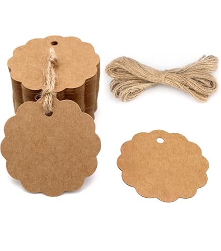 Lot De 8 Étiquettes Cadeaux Kraft Talking Tables - 10x5cm, Thème Forêt De Minuit, Ficelle Incluse