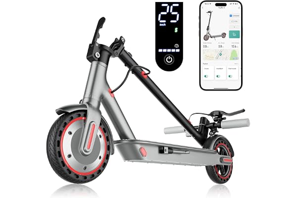 Aimittie Scooter Électrique Pliable pour Adultes, 350/500W Moteur, 35/40/45KM Longue Autonomie, Vitesse Max 25KM/H, Pneus 8.5/10" Anticrevaison, Double Éclairage et Double Système de Freinage, APP