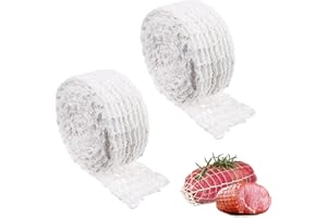 GVPOELR Arrosto in Rete,2 Rotoli di Rete Elastica da Forno, Rete per prosciutto da 300 cm, per arrostire, cuocere e conservare Carne, prosciutto e Salsicce