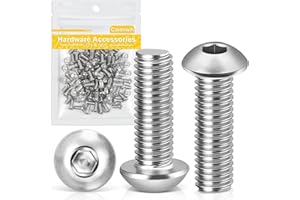 Caianwin Viti a testa bombata M5 x 16 mm, 100 pezzi, in acciaio inox 304, a testa tonda piatta per l'installazione di mobili, settori industriali