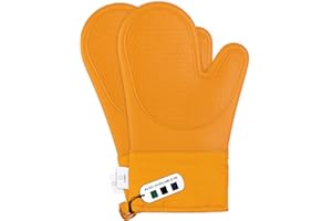 Silicone Oven Gloves Heat Resistant by Laffair - Orange Oven Gloves Silicone Oven Mitts Heat Resistant - Premium Non-Slip Design Kitchen Gloves