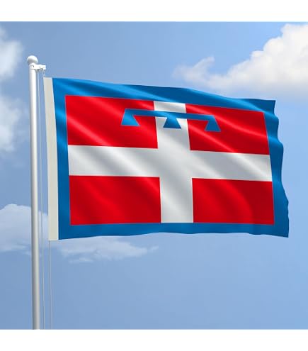 Ondeando La Bandera De La Región De Abruzzo De Italia En El Asta De La F 31698596