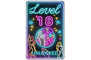 TAIHOBO Blaszana tabliczka prezent na 18. urodziny chłopca, tabliczka urodzinowa 18 urodziny prezent dla graczy, kartka urodzinowa poziom 18 Unlocked, metalowa tabliczka 20 x 30 cm na prezenty dla 18