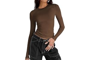 ZEAGOO Top corto da donna slim fit, casual, girocollo, maniche lunghe, camicetta basic, t-top, S-XXL