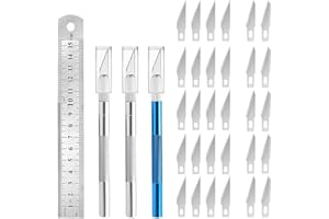 CHEDIN 2 Stück Skalpell mit 20 Ersatzklingen, Bastelmesser Cuttermesser Hobbymesser Schnitzmesser Cutter für DIY Art Work Cutting (C)