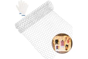 DMSELL 35cm x 1m Chicken Wire Mesh Roll, Lightweight Galvanized Hexagonal Chicken Wire Fencing for DIY Craft and Garden Protection, with Gloves