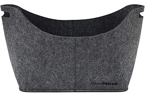 DuneDesign Bolsa XL de Fieltro Sintético 40x25x30cm para Compra leña 15kg Gris