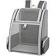Haipky Ventilated Cats Dogs Rabbits Carrier Backpack for Small Pets and Puppies – Perfect for Outdoor Adventures and Vet Visits, Ultimate Comfort On-the-Go, Grey