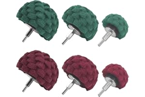 DQZSY Tête de polissage (brossage) en forme de tampon de récurage - 6 pièces rouges non tissées pour perceuse abrasif avec poignée 1/4 pour collecteurs/aluminium/acier inoxydable/chrome
