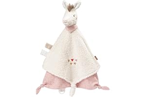 Fehn 058093 Llama Deluxe Cuddle Blanket – Soft Cuddle Blanket with Llama Head and Dummy Attachment – Invites Babies to Touch and Explore – For Babies from Newborns Upwards – Size: 34 cm