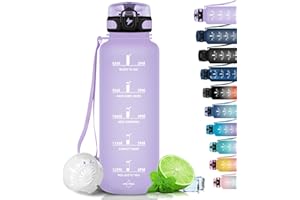 ‎GRSTA Grsta Trinkflasche 1,5 Liter - Trinkflasche Sport, BPA Frei, Trinkflasche Kohlensäure Geeignet, Auslaufsicher, Wasserflasche mit Filter und Zeitmarkierung für Gym, Schule, Büro und Outdoor