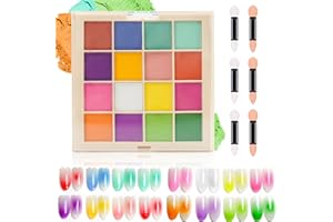 Joyeee Pigment Ongles Nail Art, Palette de Poudre Ongle 16 Couleurs, Design d'ongle Parfait avec Poudre Ultra Fine, Comprend 6 Bâtons Éponges, pour Bricolage Décoration des Ongles, C