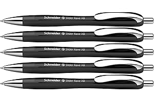 Schneider Slider Rave XB 132511 - Penna a sfera (edizione speciale in edizione limitata in nero, Made in Germany) 5 pezzi, colore: Blu