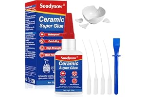 Soodyoow superlim för keramik och porslin 35 g, extra stark, snabbtorkande, transparent, vattentät, med precisionsapplikator, mångsidigt reparationslim