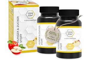 ‎CODE VITAL CODE VITAL Hunger-Zucker Stopp Monatskur I 168 Apfelpektin-Kapseln I quillt im Magen auf I vegane Pektin-Kapseln I Apfelpektin Kapseln hochdosiert I natürliche Nahrungsergänzung