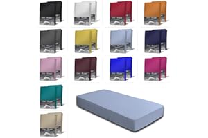 ONE-HOME 2er Set Jersey Spannbettlaken Spannbetttücher Bettlaken Spannbetttuch weiche Baumwolle mit Rundumgummizug, Farbe: Hellblau, Maße: 2er Pack 90-100 x 200 cm