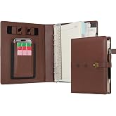 WASON A5 Notebook Journal PU Leather Binder with Pen Refillable Paper Clipboard Removable Notepad for Office Travel School Pl