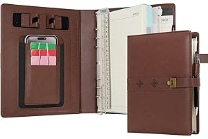 WASON A5 Cuaderno diario carpeta de cuero sintético con bolígrafo papel recargable portapapeles extraíble bloc de notas para oficina viajes escuela de planificador (Café)