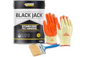 Perfectonish Black Jack 904 Bitumen Roof Felt Adhesive High Bond Strength Roofing Bond Weather Proof Roof Sealant With Brush and Protective Gloves (2.5-Litres)