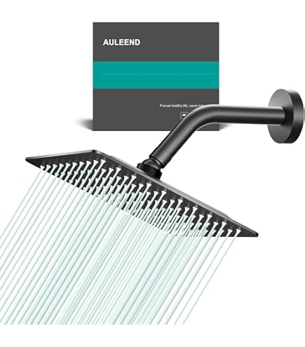 Kit Doccia Nero Opaco Con Braccio 40 Cm E Soffione Quadrato 40x40 Cm, In Acciaio Inox Con Snodo Orientabile E Ugelli Anticalcare