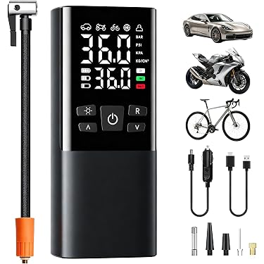 Compresseur D'Air Portable, Gonfleur De Pneu Intelligent, Pompe À Air Numérique 12V Dc Avec 4 Compresseur D'Air Portable, Gonfleur De Pneu Intelligent, Pompe À Air Numérique 12V Dc Avec 4