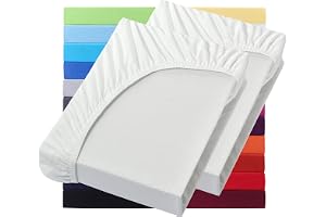 NatureMark Basic Uppsättning av 2 jersey dra-på-lakan, 90 x 190 cm – 100 x 200 cm – 25 cm tjocklek – 100 x 200 cm dra-på-laka