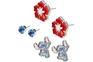 Disney Juegos de Joyas para Niña de Stitch, Accesorios Lilo y Stitch, Pulsera Niña Aretes Collar Pendientes Regalos Niña