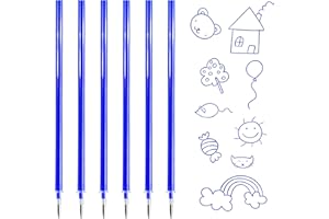 6x Recambios Boligrafos Borrables,Compatibles con Legami, Punta de 0,7mm,Altura 13cm,Bolígrafo roller borrable,Tinta termosensible,Recambio reemplazable (Azul-6)