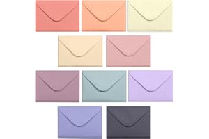 MATICAN Lot de 100 mini enveloppes en papier pour cartes de visite, petites pochettes en vrac, 10 couleurs pastel, 10 x 7 cm