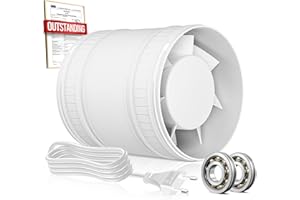 BUMSOU Estrattore Aria 100mm, Ventilatore di Condotto Compatto con Protezione Contro il Surriscaldamento, 8W 130m³/h Ventola Aspirazione Potente Silenzioso, Aspiratore Bagno Cucina Garage Tenda