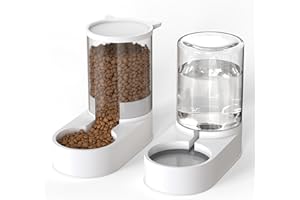 VIVO TECHNOLOGIES Automatic Food Feeder and Waterer Set 3.2L, 2 Packs Automatic Feeder and Waterer Set,Plastic Dog Food Dispenser and Dog Water Dispenser for Small&Medium Dogs Cats 30x15.5x25cm