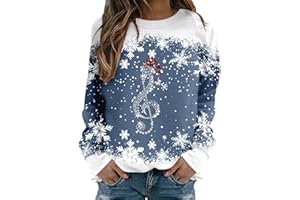 GENERIC Weihnachtspullover Damen - Weihnachtspulli Damen - Pullover Weihnachten Damen Christmas Sweater Lustig Rentier Langarm Weihnachts Sweatshirt mit Weihnachtsmotiv Teenager Mädchen Weihnachtsoutfit