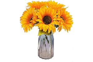 YELYAN 6pcs Künstliche Blumen Sonnenblumen Kunstblumen Sunflowers Plastik Blumen Sonnenblumen Kunstpflanzen Deko für Home Hotel Büro Hochzeit Garten Dekor, Blumenarrangement, Tischdekoration