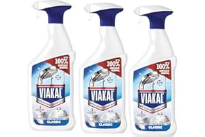 NEST & NIBBLE 3x Via.kal Classic Bathroom Limescale Remover Spray 500ml – Anti-Droplet Formula, Effectively Removes Limescale, Soap Residue & Water Marks, Provides Long-Lasting Shine, Odour Control
