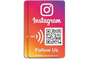 Pegatinas para Ganar Seguidores en Instagram - Pack 2 Pegatinas QR & NFC - Pegatina Síguenos en Instagram - iPhone & Android - Pegatina para Ganar Likes y Followers - Configura en Casa | MESSAGENES