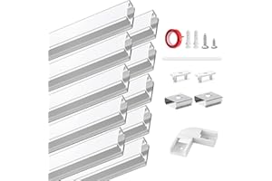 HOMMAND LED Channel, LED Profile 10 Packs 1m/3.3ft U-Shape, LED Diffuser and LED Aluminium Profile with Corner Connectors, End Caps, Mounting Clips and Adhesive, LED Strip Channel 10m