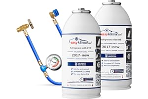 AUTO EASY KLIMA Kit de inicio EasyKlima® 3 en 1 con 2 refrigerantes R1234yf y manguera con manómetro. Rellena y repara tú mismo los sistemas de aire acondicionado de coches fabricados a partir de 2017.