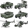 Shellvcase Shellvcase Die-cast Military Vehicles, Metal Army Vehicles Toys 6 in 1 Assorted Amy Car Models Tank,Jeep,Anti-Air Vehicle,Helicopter Armored Car Gift Set for Kids Toddlers Boys (Army Vehicl
