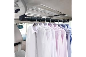 Beinhome Auto-Kleiderbügel, Kleiderstange für Auto-Reisen 76-160 CM, einstellbare faltenfreie Kleiderständer mit Anti-Rutsch-Gummiringen für Fahrzeuge, SUV, LKW (schwarze Teleskopstange)
