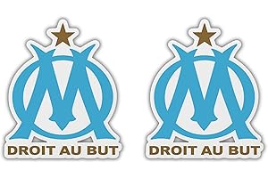 Grenadine Boutique - Autocollants Logo OM Stickers Olympique de Marseille - Lot de 2 Autocollants 6 cm
