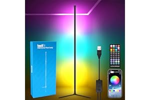 TOCLL LED Corner Floor Lamp RGB Floor Lamp for Living Room 61.5" Smart Corner Light with Remote & App, Music Sync, Timing, 16 Million DIY Colors Mood Lighting for Bedroom, Game Lamp