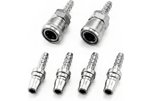 QWORK 6 stycken komprimerad luft snabb kontakt (SH20 + PH20, japansk standard), 8 mm hane hona kompressoradapter, gasanslutni